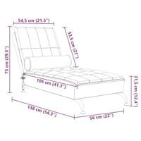 Massage chaise longue met bolster stof lichtgrijs - thumbnail
