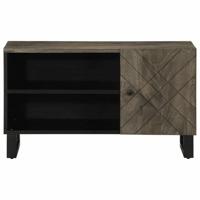 Tv-meubel 80x33x46 cm massief mangohout zwart - thumbnail