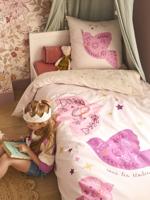 Bedovertrek + omkeerbare kussensloop voor kinderen BIRDY, met gerecycled katoen roze (poederkleur) - thumbnail