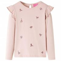 Kindershirt met lange mouwen mussenprint 92 roze - thumbnail