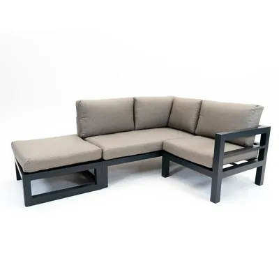 Grosso 2-zits bank L + hocker + hoek antraciet