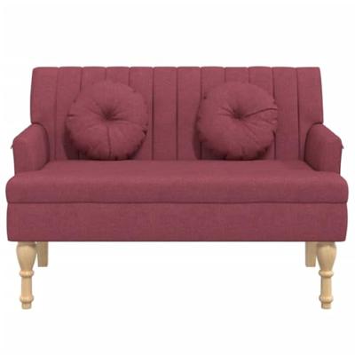 Bankje met kussens 113x64,5x75,5 cm stof wijnrood