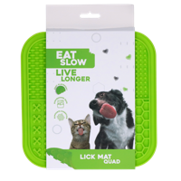Eat Slow Live Longer Lickmat Quartet - 20 x 20 cm - snuffelmat - anti-kras mat - slowfeeder - 100% siliconen - vaatwasmachinebestendig - groen - thumbnail