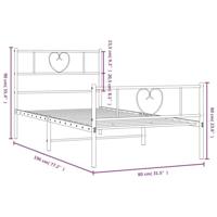 Bedframe met hoofd- en voeteneinde metaal zwart 75x190 cm - thumbnail