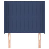 Hoofdbord met randen 203x16x118/128 cm stof blauw - thumbnail