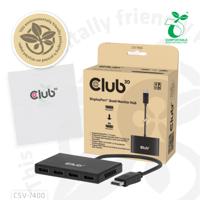 Club 3D displayport quad monitor hub mst 4x 4k30hz displayport splitter (zwart) - thumbnail