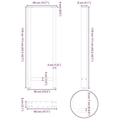 Bartafelpoten 2 st 40x(110-111) cm staal zwart