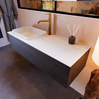 Badkamermeubelset Mondiaz Erin 120 cm met 1 Lade met RIDGE Wastafel Links Talc met 1 kraangat Greeploos Mat Dark Brown - thumbnail