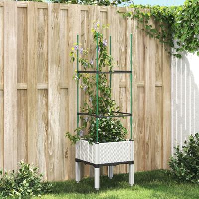 VidaXL Plantenbak met latwerk 40x40x142,5 cm polypropeen wit VidaXL Plantenbak met latwerk 40x40x142,5 cm polypropeen wit