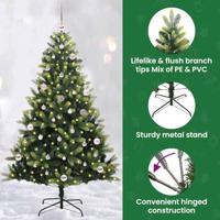 VidaXL Kunstkerstboom met scharnier 150 leds groen 150 cm pvc en pe - thumbnail
