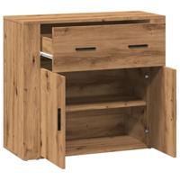 Dressoir 80x33x70 cm bewerkt hout artisanaal eikenkleurig - thumbnail