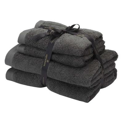 Aquanova Rio - Handdoek bundel - GOTS KATOEN - 2x 50x100 + 2x 67x130 cm - Dark Grey (donker grijs) RIOBUS-98