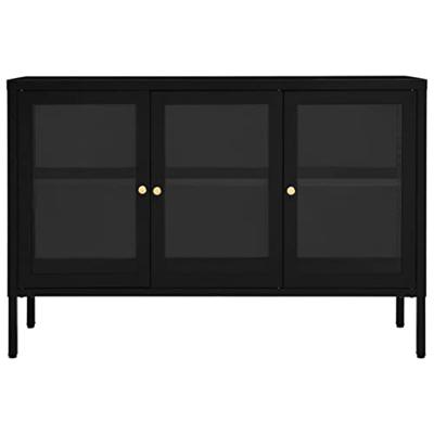 Dressoir 105x35x70 cm staal en glas zwart