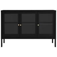 Dressoir 105x35x70 cm staal en glas zwart - thumbnail