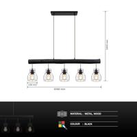Globo HanglampMina zwart 5-lichts - 15326-5NB - thumbnail