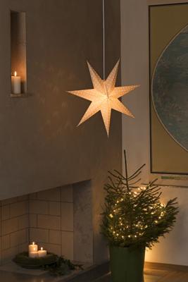 Konstsmide 2910-200 Kerstster Gloeilamp, LED Wit Geborduurd, Uitgestanst motief, Schakelaar