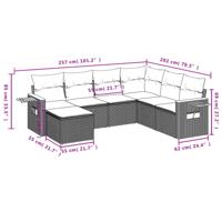 7-delige Loungeset met kussens poly rattan grijs - thumbnail