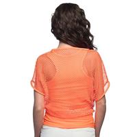 Oranje T-shirt Met Visnet Top - thumbnail