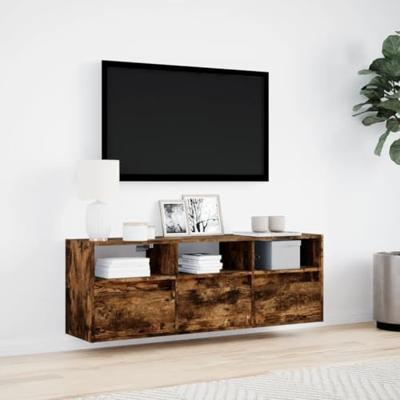 Tv-wandmeubel met LED-verlichting 130x31x45 cm gerookt eiken Tv-wandmeubel met LED-verlichting 130x31x45 cm gerookt eiken