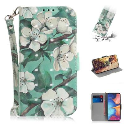 3D gekleurde tekening aquarel bloem patroon horizontale Flip lederen case voor Galaxy A20e met houder & card slots & portemonnee 3D gekleurde tekening aquarel bloem patroon horizontale Flip lederen case voor Galaxy A20e met houder & card slots & portemonnee