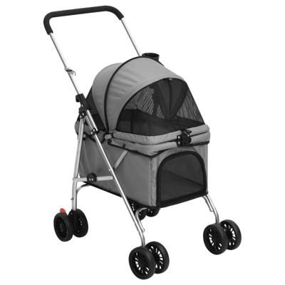 VidaXL Hondenwagen inklapbaar 76x50x100 cm oxford stof grijs