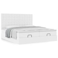Ottoman bed met matrassen 180x200cm kunstleer zuiver wit - thumbnail