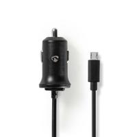 Auto-oplader | 2,4 A | Vaste kabel | micro-USB | Zwart - thumbnail