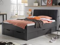 Bed ADITHE 120x190 cm metaal grijs met lades - thumbnail