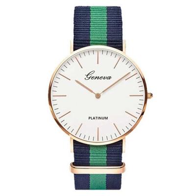 2 PC'S eenvoudige ultradunne grote Dial twee-pins kleur bijpassende nylon canvas riem quartz horloge (Silver3)