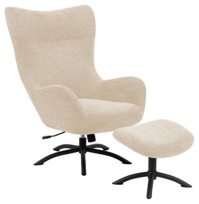 Bendt Draaifauteuil 'Keaton' met voetenbankje, kleur Beige