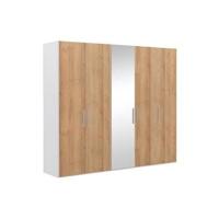 Goossens Kledingkast Easy Storage Ddk, Kledingkast 253 cm breed, 220 cm hoog, 4x draaideur en 1x spiegel draaideur midden - thumbnail