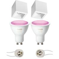 Pragmi Cliron Pro - Opbouw Vierkant - Mat Wit - Verdiept - 90mm - Philips Hue - Opbouwspot Set GU10 - White and Color Ambiance - Bluetooth - thumbnail