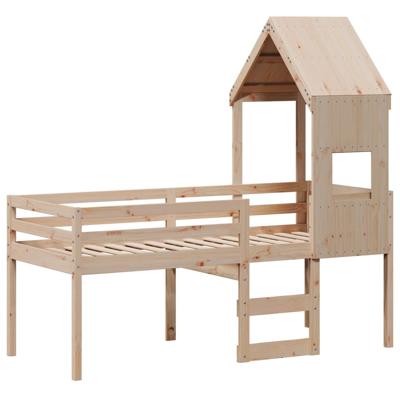 Hoogslaper met bedhuis massief grenenhout 80x200 cm