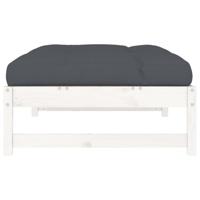 Tuinvoetenbank 120x80 cm massief grenenhout wit - thumbnail