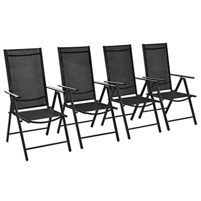VidaXL Opklapbare stoelen, 4 stuks, aluminium en textiel, zwart. VidaXL Opklapbare stoelen, 4 stuks, aluminium en textiel, zwart.