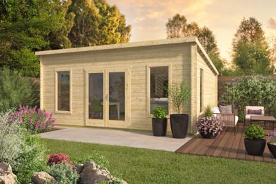 Tuindeco Calpe Blokhut 595x500 cm 44 mm vuren blank- Lessenaarsdak- Onbehandeld vurenhout- Tuindeco Tuindeco Calpe Blokhut 595x500 cm 44 mm vuren blank- Lessenaarsdak- Onbehandeld vurenhout- Tuindeco