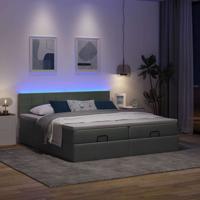 Ottoman bed met matrassen en LED's 160x200cm stof donkergrijs - thumbnail