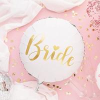 Bride Folieballon Wit Goud (45cm) - thumbnail