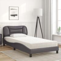 Bed met matras kunstleer grijs 100x200 cm - thumbnail