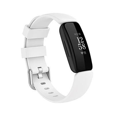 By Qubix - Compatible met Fitbit Inspire 2 & Ace 3 - Sportbandje met gesp - Maat: Small - Wit - Compatible fitbit bandje