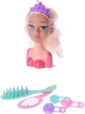 Free and Easy kaphoofd blond haar met accessoires 17 cm roze Free and Easy kaphoofd blond haar met accessoires 17 cm roze