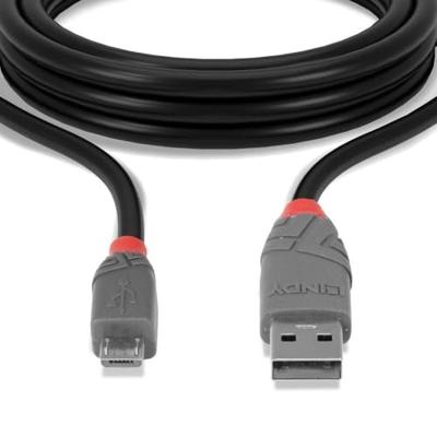 LINDY USB-kabel USB 2.0 USB-A stekker, USB-micro-B stekker 0.50 m Zwart, Grijs 36731