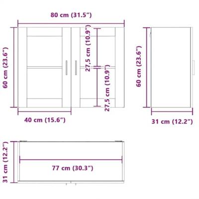 Keukenbovenkast met glazen deur Porto hoogglans wit