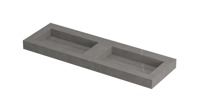 INK Pitch Wastafel Keramische Slab Bak Dubbel met Drain en Front en Side Skirts Zonder Kraangaten - 1400x450x90 mm - Armani Grey Mat - thumbnail