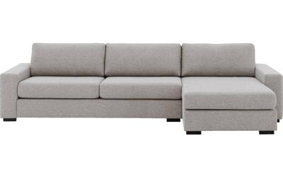 Goossens Hoekbank Lucca Met Chaise Longue grijs, stof, 3-zits, stijlvol landelijk
