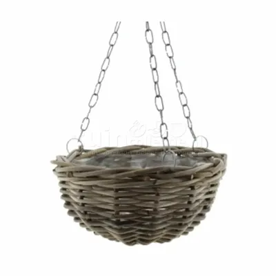Rotan hangende plantenmand antiek grijs 30cm
