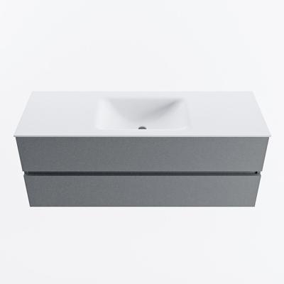 MONDIAZ VICA 130cm badmeubel onderkast Plata 2 lades. Wastafel CLOUD midden zonder kraangat, kleur Talc.