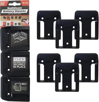 StealthMounts BM-EO18-BLK-6 Accuhouders voor Ozito/Einhell 18v | Zwart | 6 stuks - BM-EO18-BLK-6 StealthMounts BM-EO18-BLK-6 Accuhouders voor Ozito/Einhell 18v | Zwart | 6 stuks - BM-EO18-BLK-6