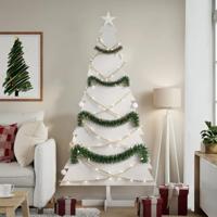 VidaXL Kerstdecoratie kerstboom 180 cm massief grenenhout wit - thumbnail