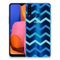 Samsung Galaxy A20s TPU bumper Zigzag Blauw - thumbnail